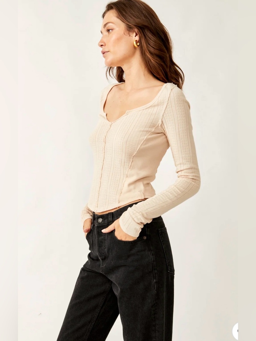 FREE PEOPLE EYES ON YOU LONG SLEEVE - BIRCH